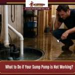 azsumppumpfeaturedtemplatev3 Az Express Plumbing Plumber kneeling beside a flooded basement sump pump flashlight in hand examining the setup